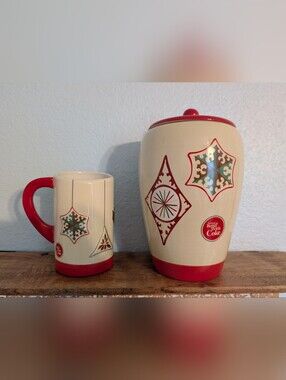 Coca-Cola Holiday Mug and Cookie Jar Set of Two